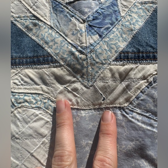 Upcycled Denim Jacket with Quilted Pitcher Appliqué Size SM - Picture 13 of 13